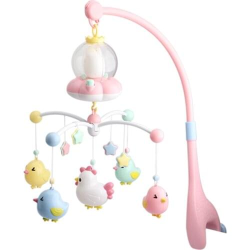 Baby Rattle Baby Bedside Bell with Light Touch, Baby Toy with Sound Effect, Rotating Baby Toy, 0-1 Year Old Rattle Bed Bell