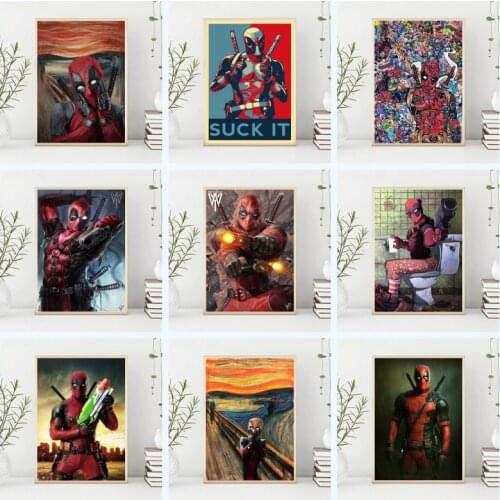 Marvel Movie Funny Superhero Canvas Painting Deadpool Posters and Prints Cuadros Wall Art Gifts Living Room Bathroom Decoration