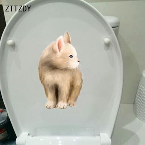 ZTTZDY 13.9*23.8CM Interesting Cat Toilet Children BedRoom Home Decor Wall Sticker Decal Modern Style T3-0233