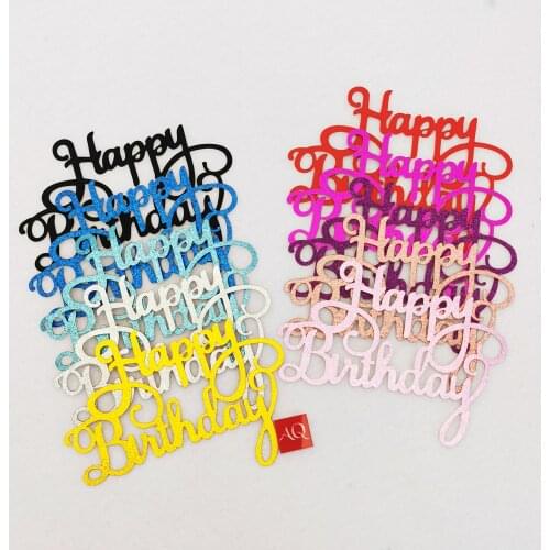 10pcs Glitter Happy Birthday Cake Topper Sparkle Decoration Sign Happy Birthday Cake Topper Girl`s Birthday Dessert Decor