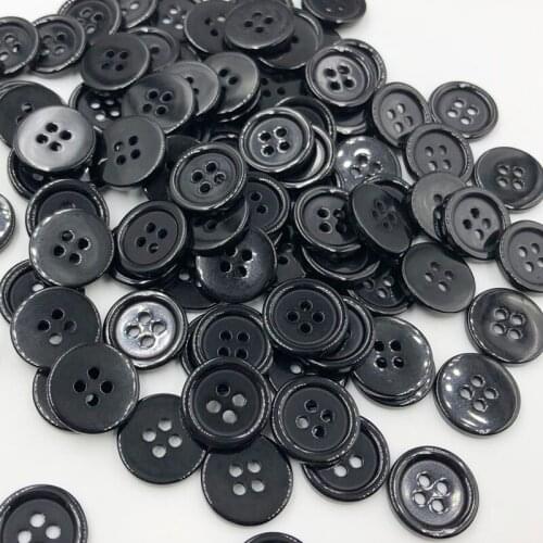 100 pcs 18MM Black Color 4 Holes Flatback Plastic Buttons Shirt Buttons Apparel Sewing Accessories PH244