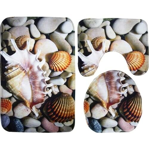3pcs/set Bathroom Carpet Set Ocean Toilet Underwater World Pattern Anti Slip floor Rug Lid Toilet Cover Flannel Bath Mat