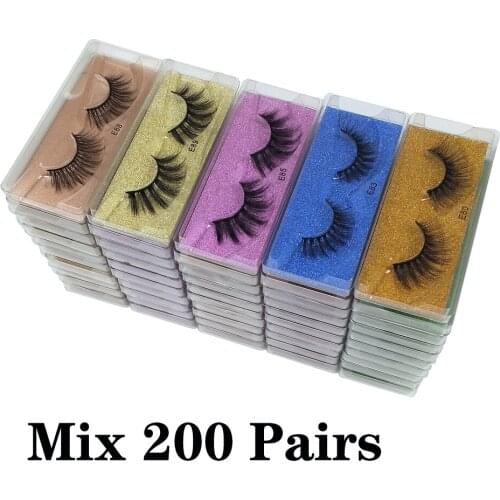 3D Mink Eyelashes Wholesale 30/50/100/200 Pairs Mink False lashes Set Soft Natural Thick Fake Eyelashes Extension In Bulk