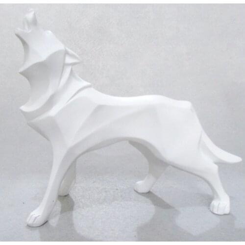 Abstract Totem Wolf Dog Statue Sculpture Geometric Resin Furnishing Home Decoration Accessories Modern Ornament Gifts Crafts