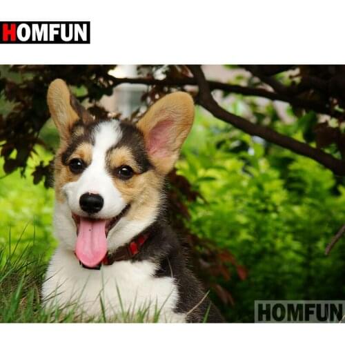 HOMFUN Full Square/Round Drill 5D DIY Diamond Painting "Animal dog" Embroidery Cross Stitch 5D Home Decor A18026
