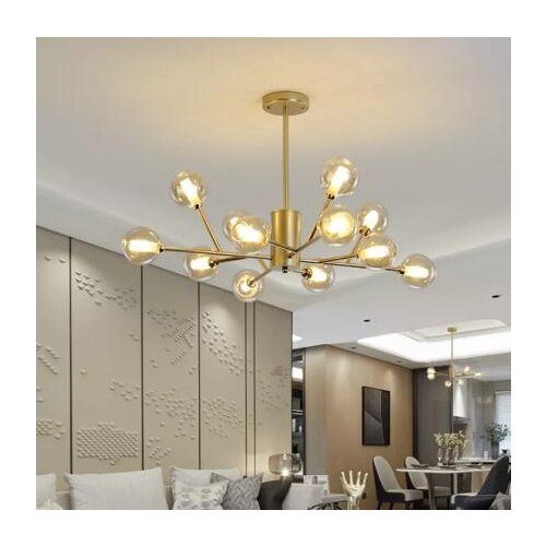 American globe chandelier industrial molecular lamp black iron glass chandelier vintage Dining Living Room LED flush mount light