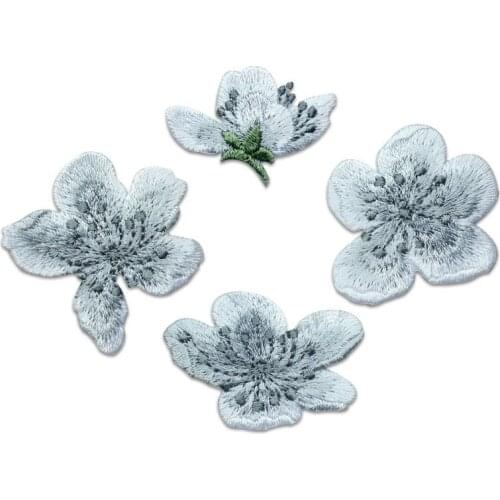 4pc/set embroidery Flower patches for clothes Iron on parches appliques for clothing floral badge parches para la ropa