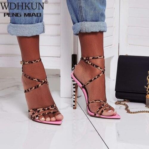 WDHKUN Leopard Color Matching Sexy Fashion Pointed High-heeled Sandals Large Size Womens Shoes ZL-MN129-8