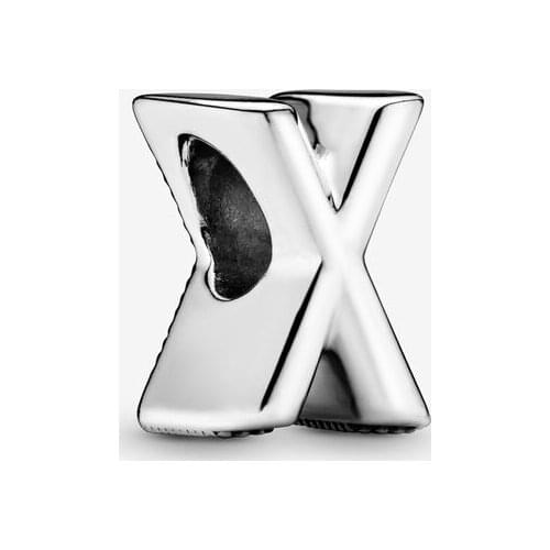 Letter X Alphabet Charms 925 Sterling Silver Metal Beads Fit Pandora Bracelet for Women DIY Jewelry Making bijoux femme
