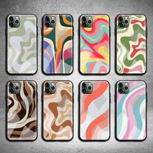 Swirl Abstract Pattern in Beige Phone Case Tempered Glass For iPhone 12 11 Pro Max Mini XR XS MAX 8 X 7 6S 6 Plus SE 2020 cover