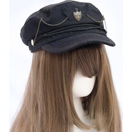 Handmade Black Beret Cap Hats Artist Painter Newsboy Caps Beret Hats B1613