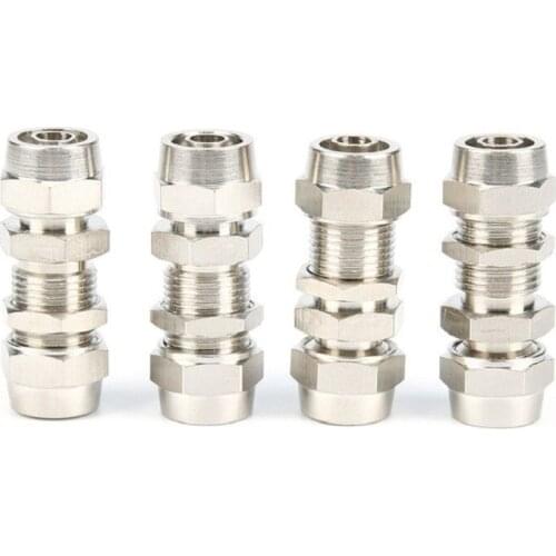 Pneumatic 1pcs Pm12 Pm10 Pm8 Pm6 Pm4 Copper-Plated Nickel Quick Screw Through Baffle Connector Pneumatic Through Plate Connector
