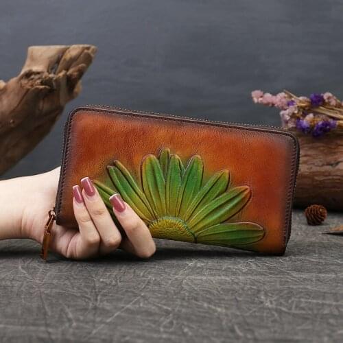 MODITIN Vintage Embossed Wallets Pretty Card Holder Long Leather Purse for Women Men New Arrivals