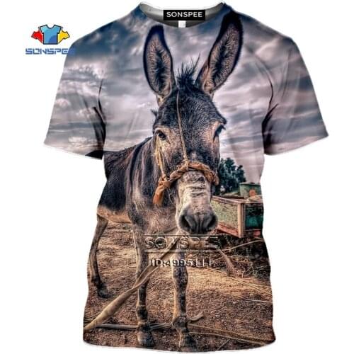 Funny Animals Donkey Mens T-shirt 3D Printed Cute Face Long Ear Horse Tshirt Women Summer Casual Harajuku Top Oversized Clothes