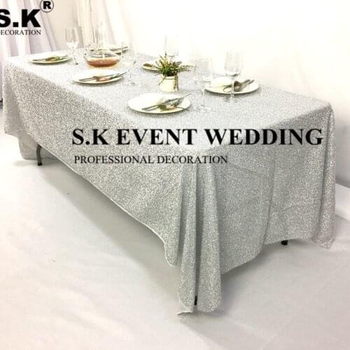 Hot Sale Shiny Sequin Table Cloth Glitter Rectangle Tablecloth Wedding Event Party Decoration