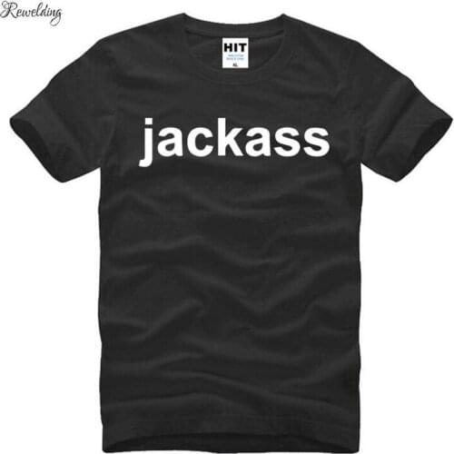 JACKASS Letter Printed T Shirts Men Summer Short Sleeve O-Neck Cotton Mens T-Shirt Funny Creative TV Show Jackass Mens Top Tee