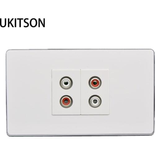 Quality Wall Panel 120x70mm Dual Free Welding Audio White Red Plug Sound Socket Faceplate