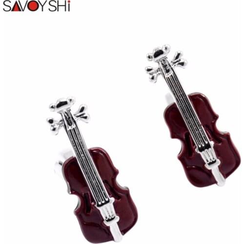 SAVOYSHI Brown Paint Violin Cufflinks for Mens Shirt Brand High Quality Classic Fashion Cuff links Wedding Jewelry abotoaduras