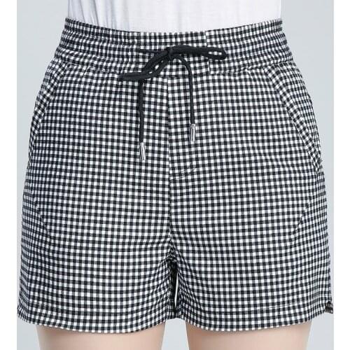 Summer fashion new base high waist elastic waist casual slim plaid shorts houndstooth elastic shorts