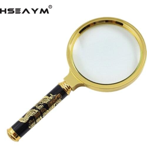 Detachable Yellow Dragon Magnifier Handle Gift Jewelry Reading Loupe Handheld Optical Glass Magnifying Glass Megaloscope