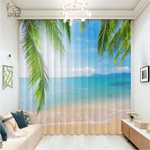 Seacoast With Sand Curtain Kids Colorful Various Seashells Tropics Curtains Home Decoration Modern Photo Curtains Micro Shading