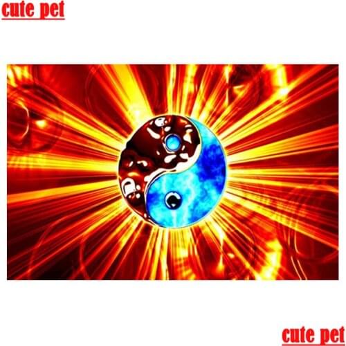 Mosaic Chinese Yin and Yang pattern embroidery water drill diamond painting full drill DIY decoration cross stitch painting art