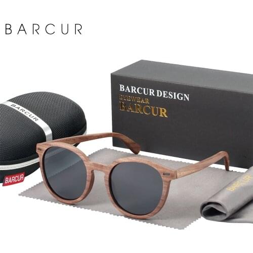 BARCUR Brand Deisgn Stylish Cat Eey Walnut Wood Sunglasses Polarized UV400 Men Women Sun glasses UV400