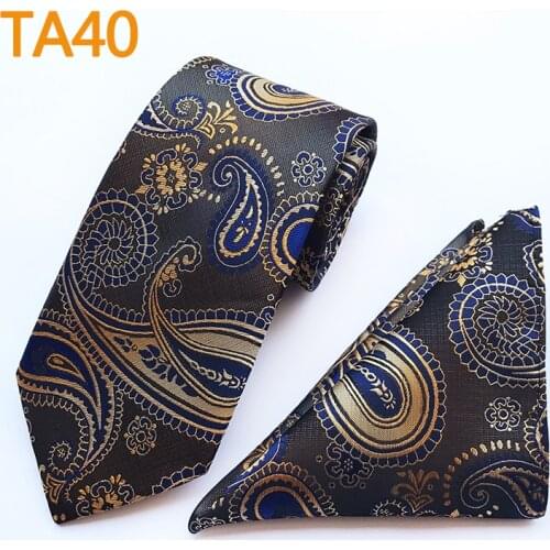 Men Ties Set Popular Paisley Necktie Gravata with Pocket Square