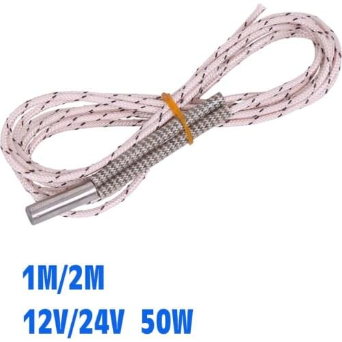 1M/2M Heating tube 6*20mm 12V 24V 50W Ceramic Cartridge Heater Reprap&Mendel For HotEnd J-Head 3D Printer Parts