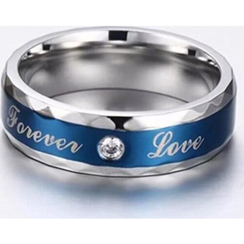 Never Fade Silver Plated Engagement Blue Forever Love Letter Jewerly Accessories Women And Men Wedding Rings Couples