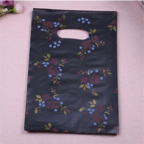 New Design Wholesale 100pcs/lot 20*30cm Luxury Black Rose Packaging Bags For Wedding Favor Party Packing