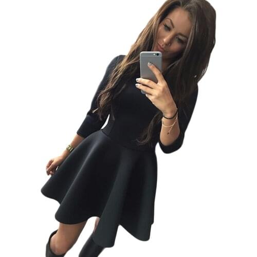 Autumn Winter Spring New Women Fashion Dress Long Sleeve O-Neck Bodycon Slim A-Line Mini Black Women Dress Vestidos Ropa Mujer