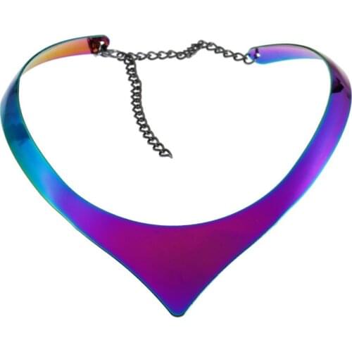 Dazzling Fushia and Blue Mixture Women`s Metal Choker Necklace