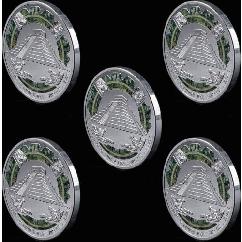 5pcs/lot Maya Memorial Coin Pyramids Coins American Coins Mexico Aztec Silver Foreign Coins