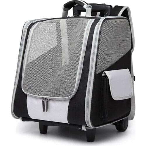 Pet Rolling Carrier Dog Backpack with Wheels Breathable Cats Puppies Travel Bag Tote Airline Approved for Hiking Walking Outdoor