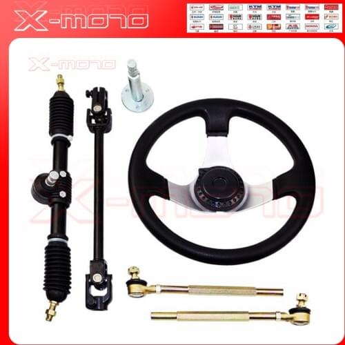 Steering Wheel Set for 110cc Go Kart Karting Tie Rod Rack Adjustable Shaft Steering Knuckle Refires Accessories