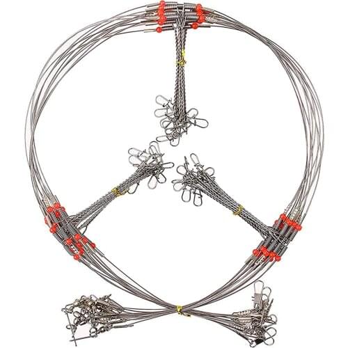 Shaddock 24Pcs/Bag Stainless Steel Fishing Wire Leader Rigs Trace With Swivel Snaps Beads Arms Fishing Rigs Tackle Accessories