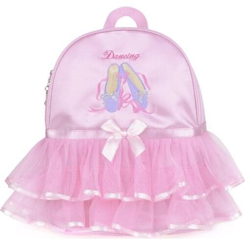 Ballet Dance Backpacks Girls Pink Lace School Bag Cute Dress Schoolbag Children Kids Student Backpack Cartoon Embroidery Bag