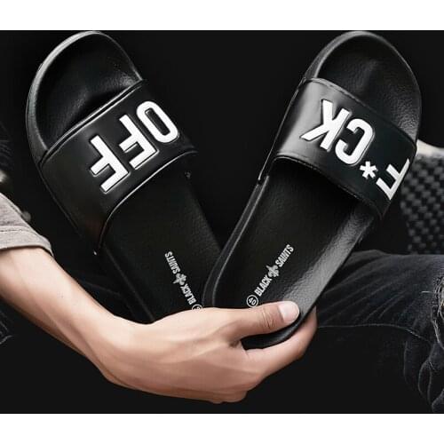 Plus Size Men Letter Printed Slippers Casual Bathroom Bathing Sandals Indoor Outdoor Shoes Soft Sole Flip Flops Beach Slippers
