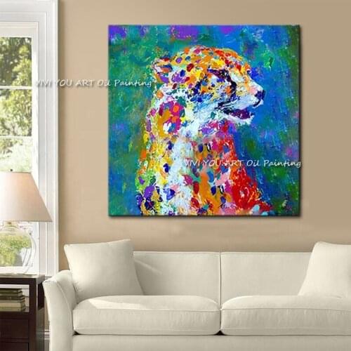 Modern Animals Decorative Wall Pictures Gold Cheetah Leopard Canvas Oil Paintings For Living Room Cuadros Poster Decoration
