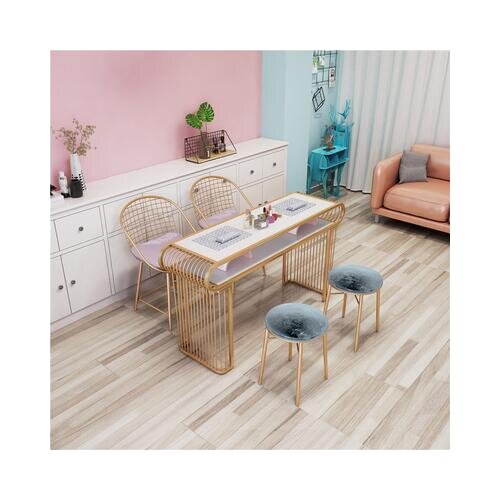 Nordic marble nail art table and chair set combination single and double manicure table simple modern gold craft nail art table