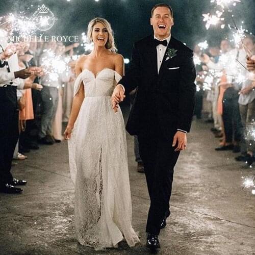 Michelle Royce A-Ling Wedding Dresses 2020 Sweetheart Appliques Zipper Backless Chapel Train Bridal Gowns Vestido De Noiva