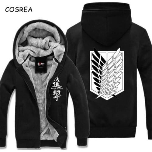 Anime Attack on Titan Print Cosplay Girls Hoodie Sweatshirt Men Hoodies Zipper Winter Coat Warm Attack of The Titans Clothes