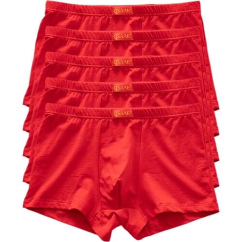 5pcs/lot QSAAE Male red panties cottonre boxers panties comfortable mens panties underwear brand shorts man boxer QS7503