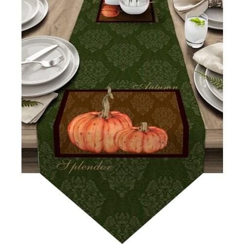 Vintage Farm Autumn Pumpkin Table Runners Home Dining Coffee Table Decor Table Cloth Wedding Decoration Table Cover