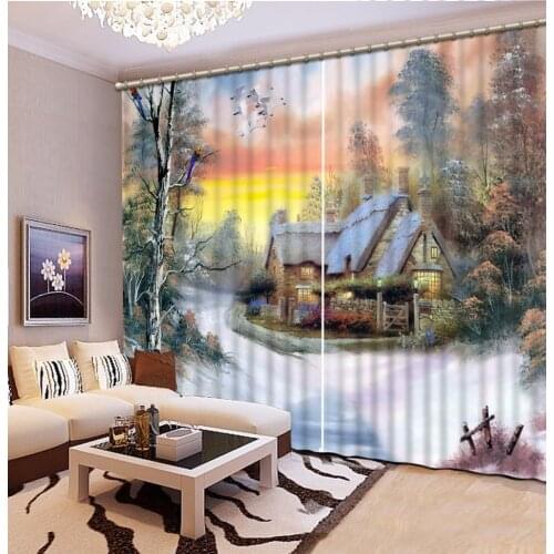 Custom Size 3D Curtain Bedroom Cartoon Fairy Snow Scene Bathroom Curtain Blackout Curtain Fabric Window Curtain Living Room