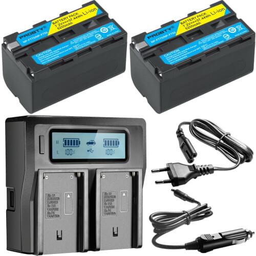 2x5200mAh NP-F750 NP-F770 NP F750 NP F770 Battery + Fast LCD Dual USB Charger for NP-F970 F550 NP-F960 F970 F950 NP F750