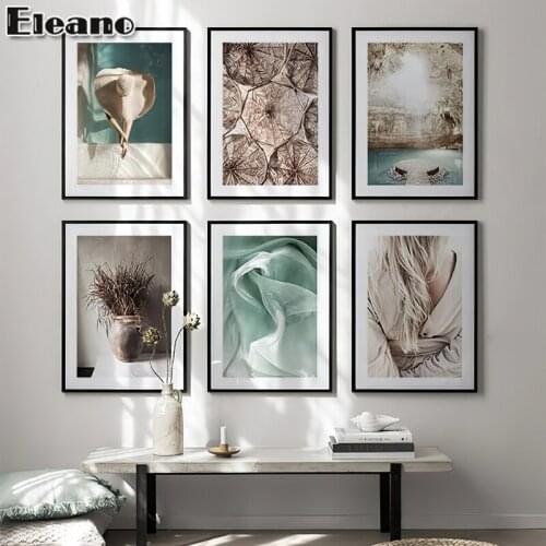 Green Abstract Art Poster Woman Canvas Home Decor Painting Waterproof Ink Landscape Unframed Simple and Modern Wall Art Canvas