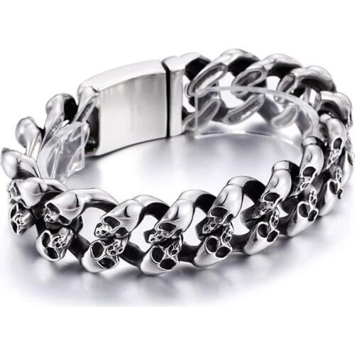 New style stainless steel jewelry retro titanium ornaments punk personality skull men bracelet