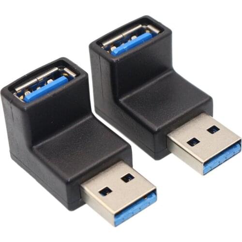 2pcs USB3.0 AM to AF L Shape Converter Adapter USB 3.0 A Male to A Female 90 Degree Angle Plug